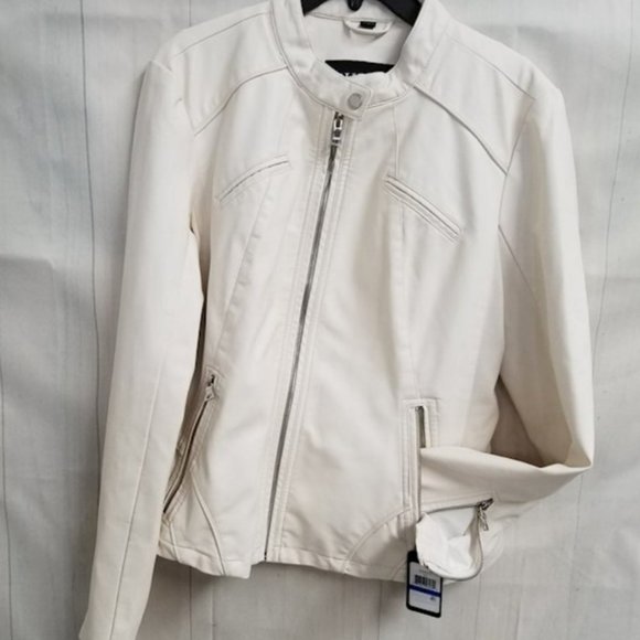 NEW GUESS FAUX LEATHER FRONT ZIP JACKET - Picture 9 of 12
